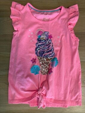 Tommy Bahama Pink Sequin Mermaid Ice Cream Short Sleeve Tee